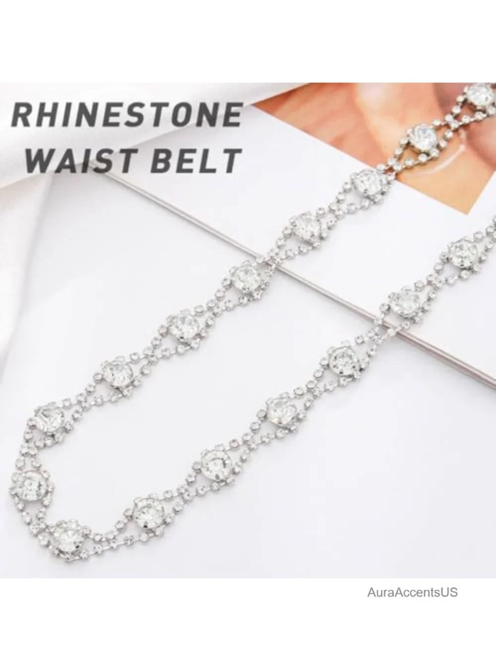 Rhinestone Crystal Waist Belt Chain Belt Large Size Plus Size Wedding Bridal